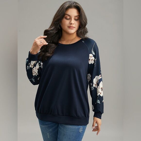 Bloomchic Floral Sleeves Sweatshirt - Picture 1 of 7